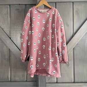 Minimalist Folk Co Halloween Pink Skulls Tunic Dress‎ Size 10-12
